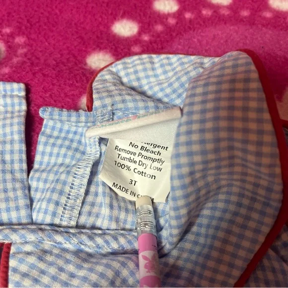 Stitchy Fish Blue Gingham Fourth Of July Collared Toddler Dress Size 3t - Picture 6 of 6